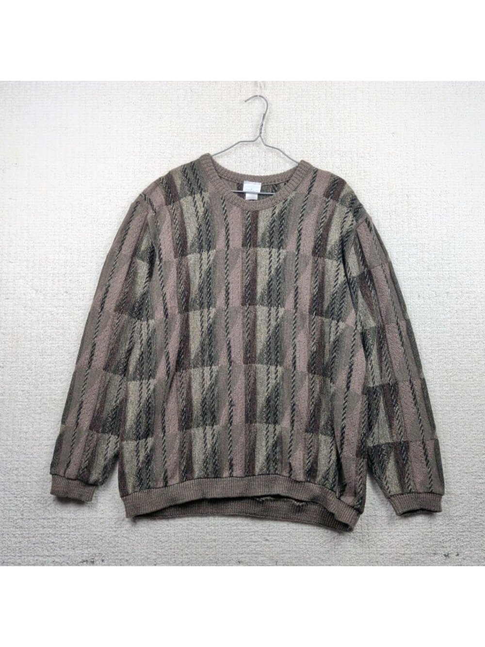 Vintage Outline Canada Sweater Mens XL Abstract Geometric Knit Coogi Style 90s